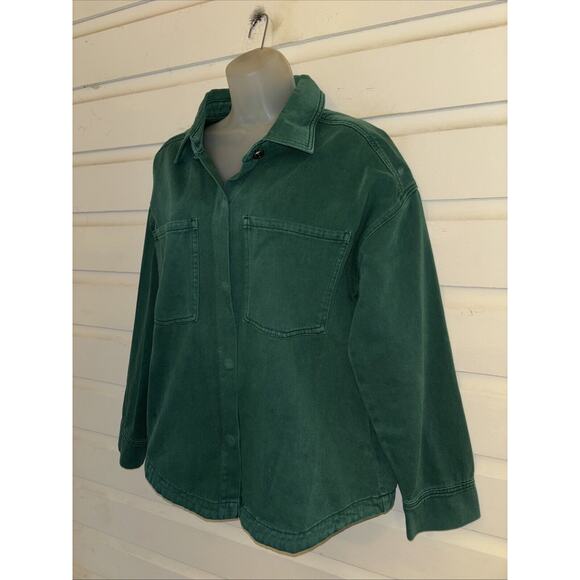 Saltwater Luxe 100% Cotton Long Sleeve Denim Shirt Jacket Shacket Size M - Picture 3 of 9